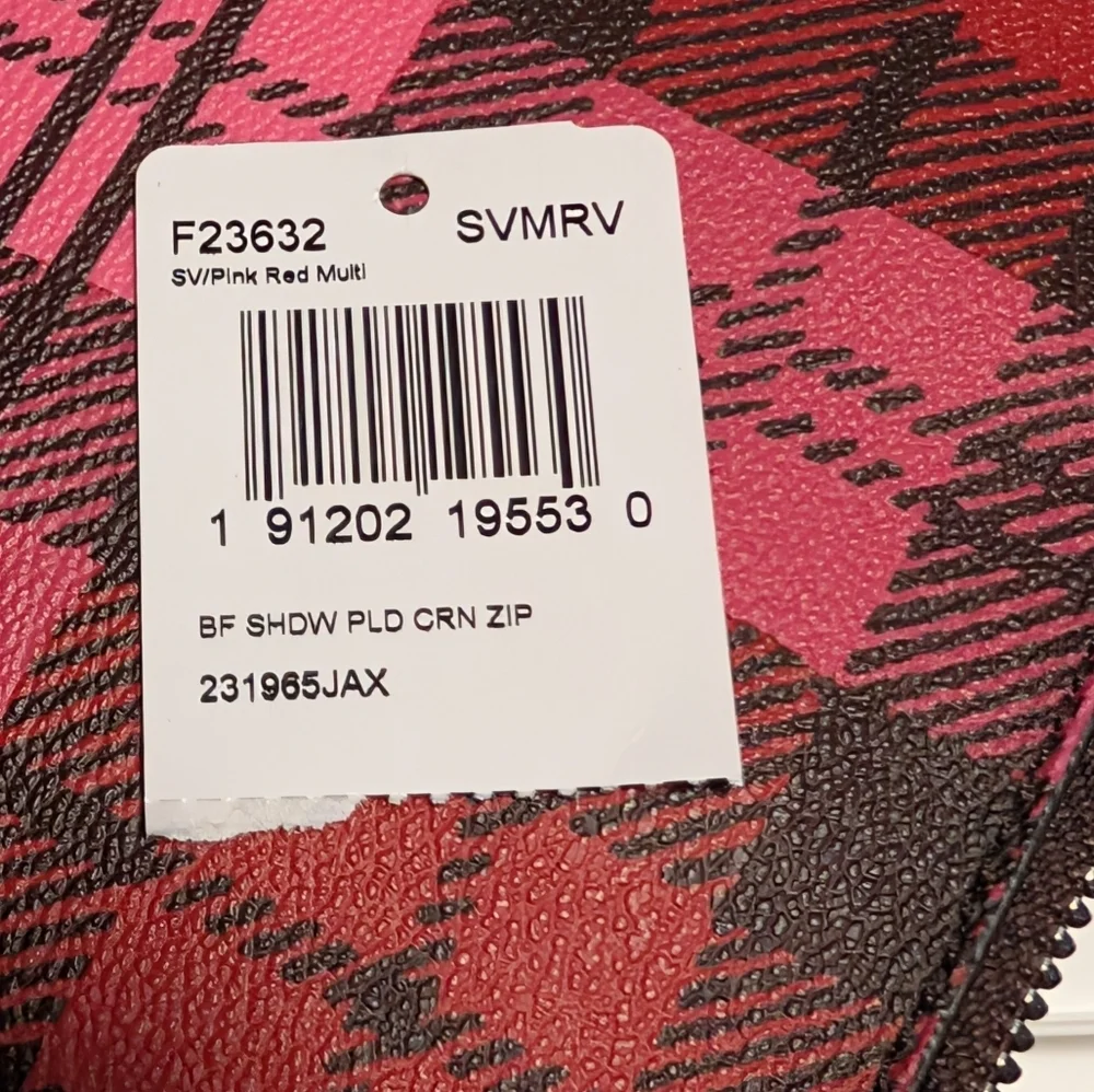 Coach Corner Zip Wristlet With Shadow Plaid Print (Coach F23632) (NWT)